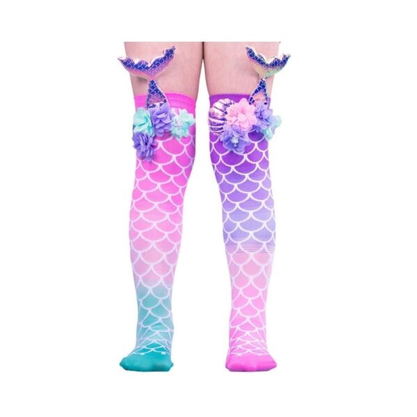 Colorful Madmia mermaid tail socks in one size, featuring a vibrant design perfect for imaginative play and comfort