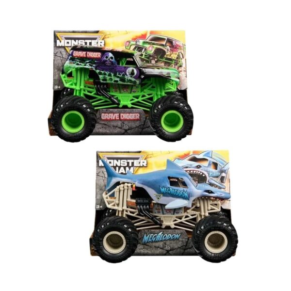 A single 1:24 scale Monster Jam vehicle from an assorted collection, showcasing vibrant colors and detailed design