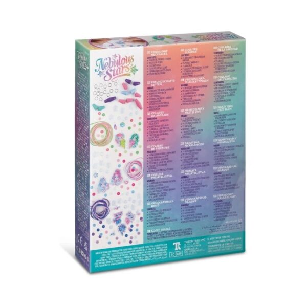 DIY kit for making Nebulous Stars friendship necklaces, featuring colorful star charms and crafting materials.