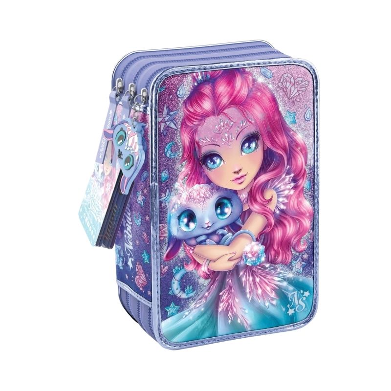 Nebulous Stars 3-tier Pencil Case Cristalia & Agatha - 12609 Three-tier pencil case featuring a nebula star design by Cristalia & Agatha, ideal for organizing stationery items