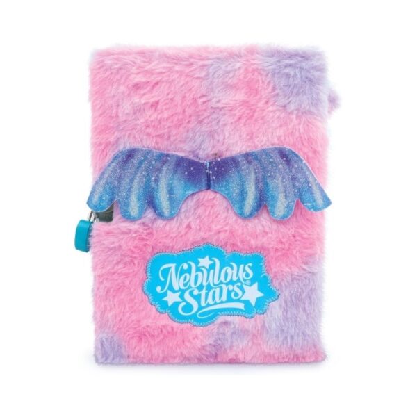 A fuzzy diary featuring a whimsical design of nebulous stars, titled 