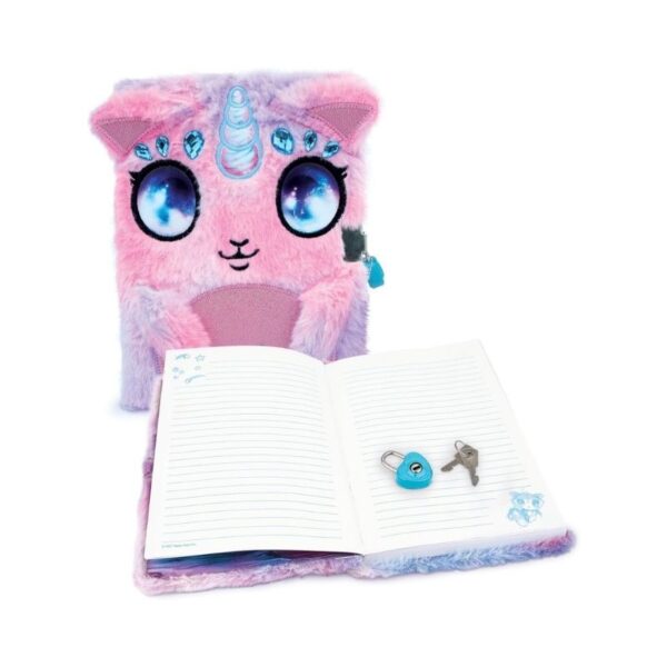 A fuzzy diary featuring a whimsical design of nebulous stars, titled 