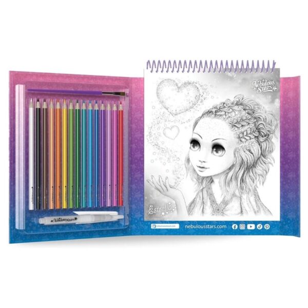 Watercoloring book set featuring nebulous star designs, perfect for creative relaxation and artistic expression.