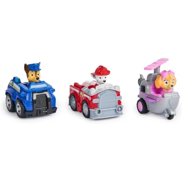 Paw Patrol Pull Back Rescue Racer toy featuring a colorful vehicle designed for imaginative play and rescue missions