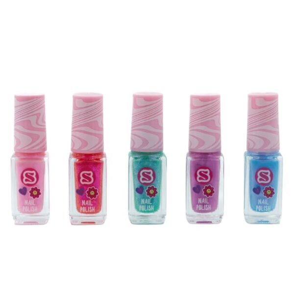 Shush Nail Polish Set featuring five vibrant colors in sleek bottles, perfect for a stylish manicure at home