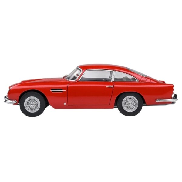 1:18 scale model of a red 1964 Aston Martin DB5, showcasing its classic design and detailed features