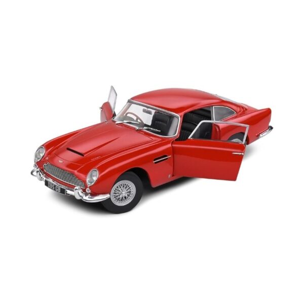 1:18 scale model of a red 1964 Aston Martin DB5, showcasing its classic design and detailed features