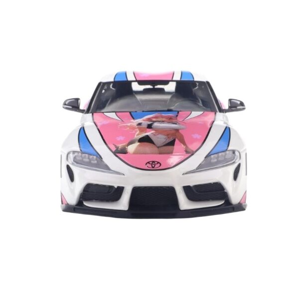 1:18 scale model of a white 2024 Toyota GR Supra by Solido, featuring Itasha artwork design.