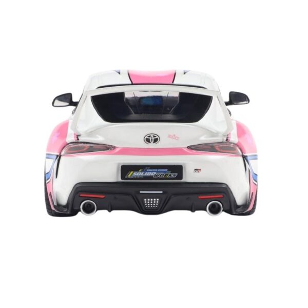 1:18 scale model of a white 2024 Toyota GR Supra by Solido, featuring Itasha artwork design.