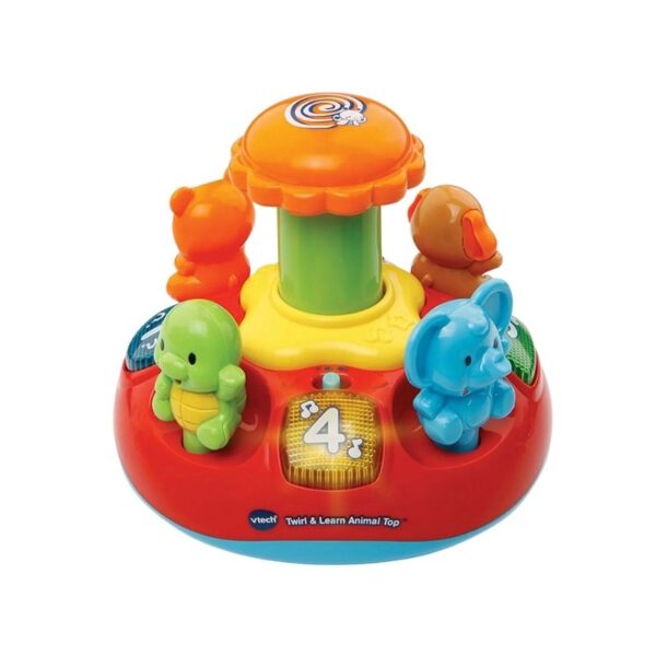 Vtech Push and Play Spinning Top, a colorful toy with spinning action, designed for interactive play and early learning