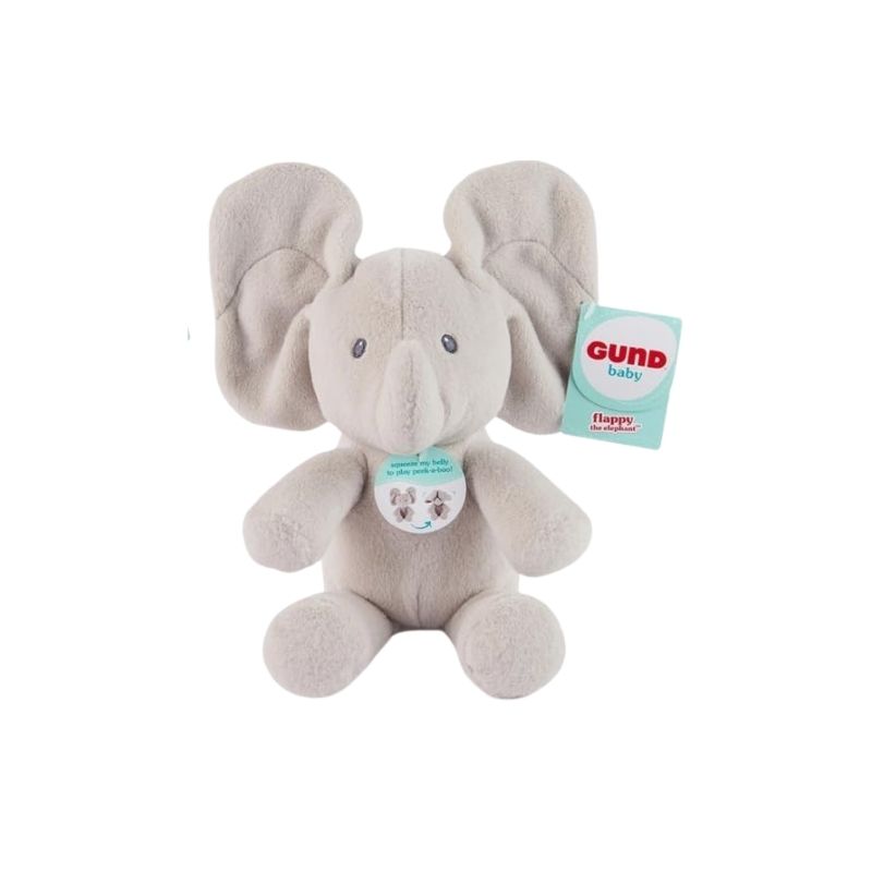 Baby Gund Peek-A-Boo (Flappy & Flora) Random 1 Piece – 6073995-2 A Baby Gund Peek-A-Boo plush toy featuring Flappy the elephant or Flora the bunny, designed for interactive play