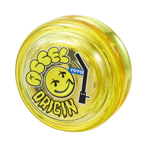 Yellow Bandai Hyper Yoyo Accel Hip Hop, featuring a sleek design and vibrant color, ideal for tricks and play