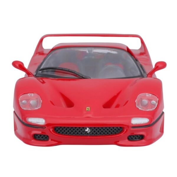Bburago 1/24 scale model of a Ferrari F50, displayed without a stand, showcasing its detailed design and vibrant color