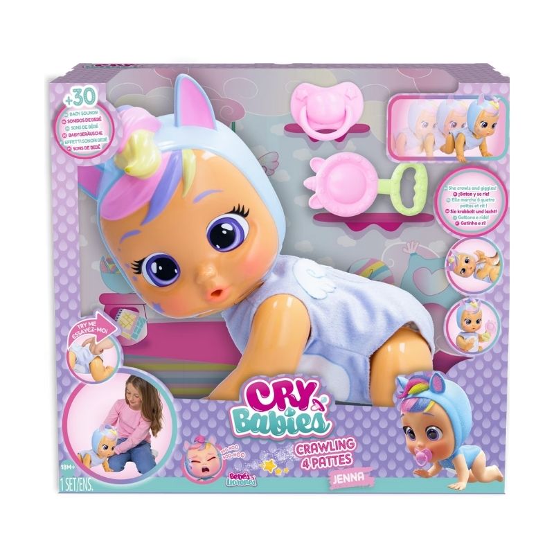 Cry Babies Crawling Jenna Interactive Baby Doll - 911345 Interactive Cry Babies Crawling Jenna doll, designed for play, features realistic crawling motion and baby sounds.