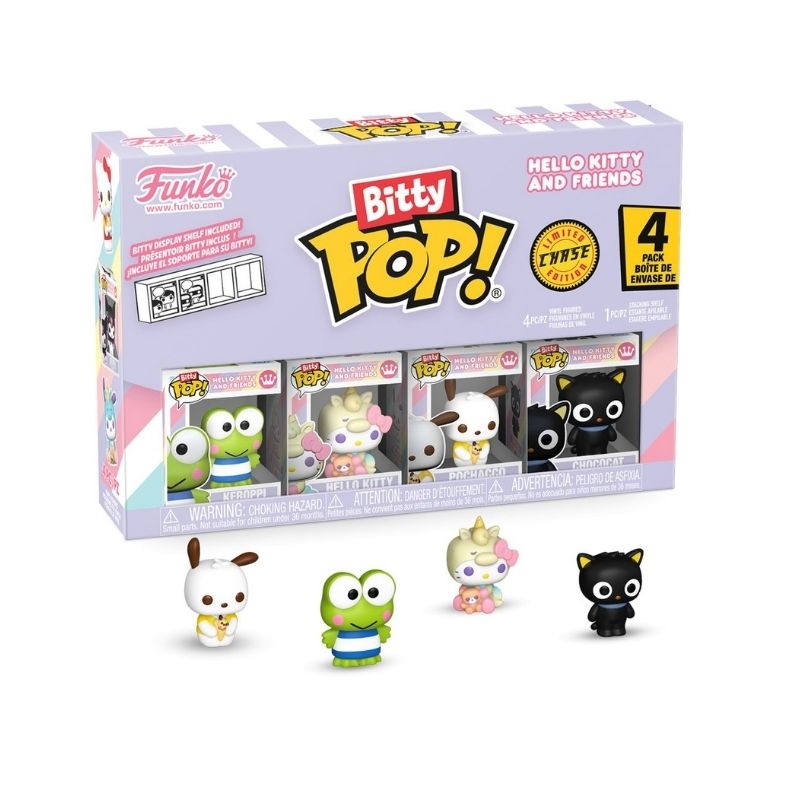 Funko Bitty Pop! Animation_ Sanrio Keroppi 4 Pack - FU85714 Four Funko Bitty Pop! figures featuring Sanrio's Keroppi in various poses and colors, packaged together in a collectible set