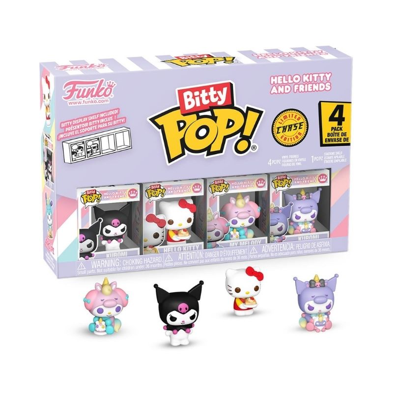 Funko Bitty Pop! Animation_ Sanrio - Kuromi 4 Pack - FU85715 Four Funko Bitty Pop! figures featuring Sanrio's Kuromi in various poses, showcasing her playful and mischievous character