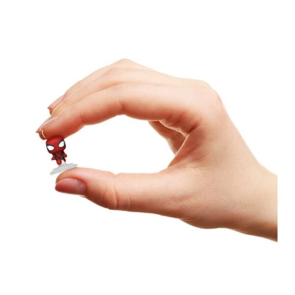 Four Funko Bitty Pop! figures featuring Marvel's Spider-Man characters in colorful designs, ideal for collectors and fans