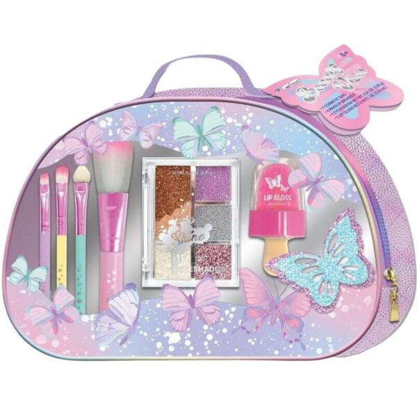 A vibrant beauty scene featuring warm colors and stylish makeup products, evoking a sense of confidence and allure