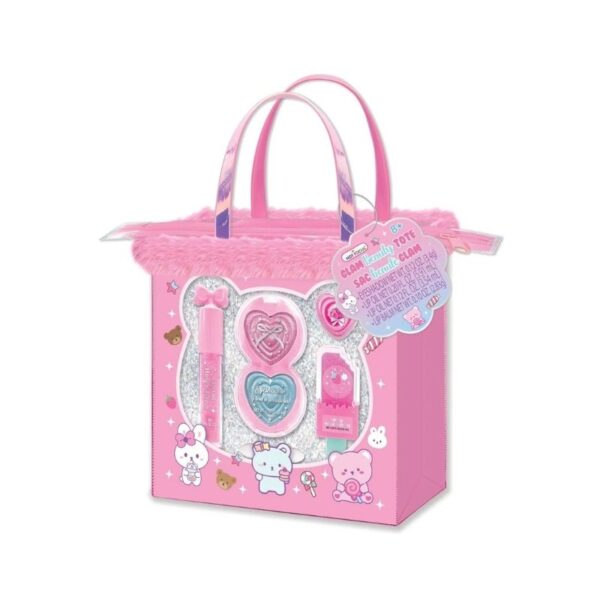 A stylish beauty tote in vibrant colors, designed for makeup and glam essentials, showcasing a chic and modern aesthetic.