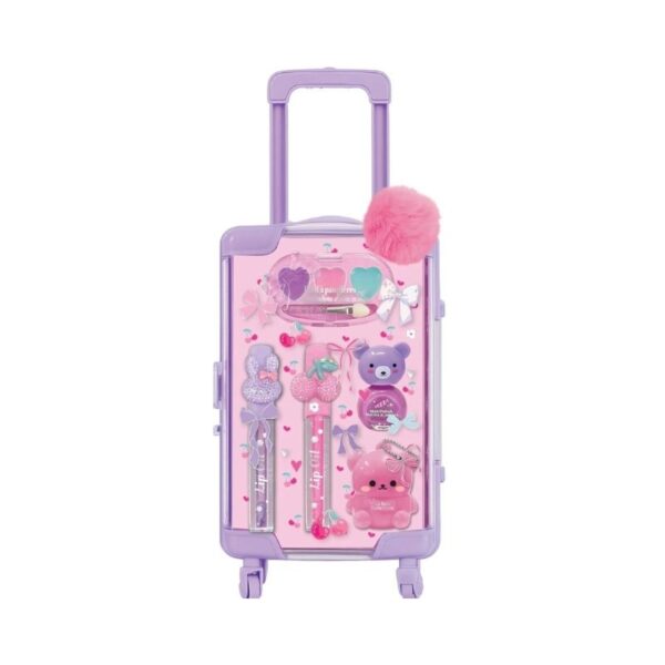 Mini purple beauty luggage with a sleek design, perfect for travel and organizing cosmetics and personal items