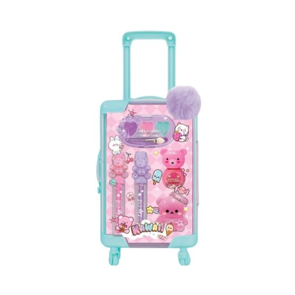 Teal mini luggage from Hot Focus, designed for beauty essentials, featuring a compact and stylish design