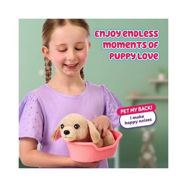 A small, realistic puppy toy from Little Live Pets, featuring soft fur and interactive features for playtime fun
