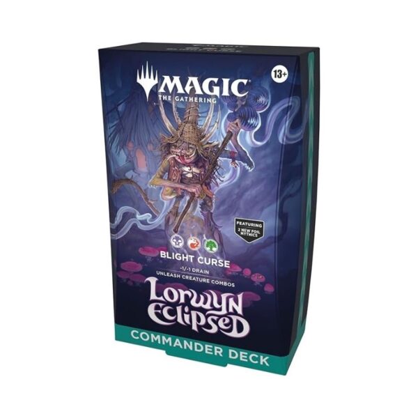 Image of a single MTG: Lorwyn Eclipsed Commander Deck, showcasing fantasy artwork and card details