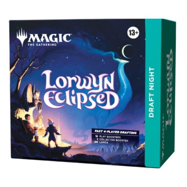 A group of players engaged in a Magic: The Gathering draft night, surrounded by cards and game materials in a cozy setting