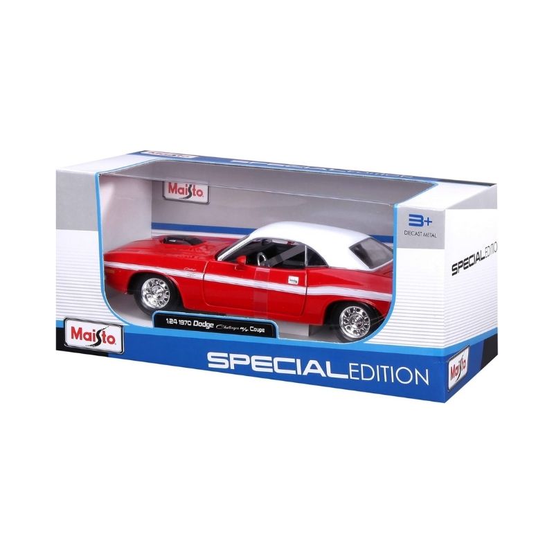 Maisto 1970 Dodge Challenger R_T Coupe – 31263-3 aisto model of a classic 1970 Dodge Challenger R/T Coupe, showcasing its iconic shape