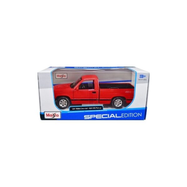 Die-cast model of a 1993 Chevrolet 454 SS Pickup in 1:24 scale, showcasing its sleek design and classic features