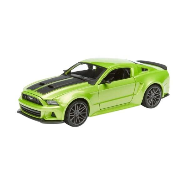 Die-cast model of a 2014 Ford Mustang Street Racer in 1:24 scale, showcasing its sleek design and vibrant colors