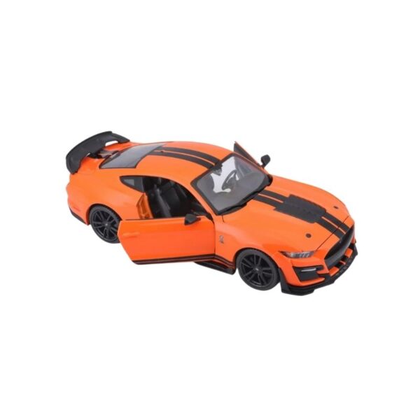 Diecast model of a 2020 Ford Mustang Shelby GT500 in 1:24 scale, showcasing its sleek design and vibrant color