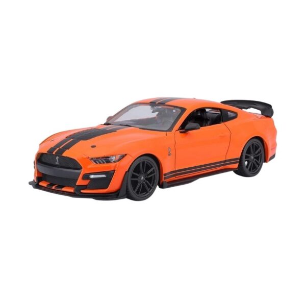 Diecast model of a 2020 Ford Mustang Shelby GT500 in 1:24 scale, showcasing its sleek design and vibrant color