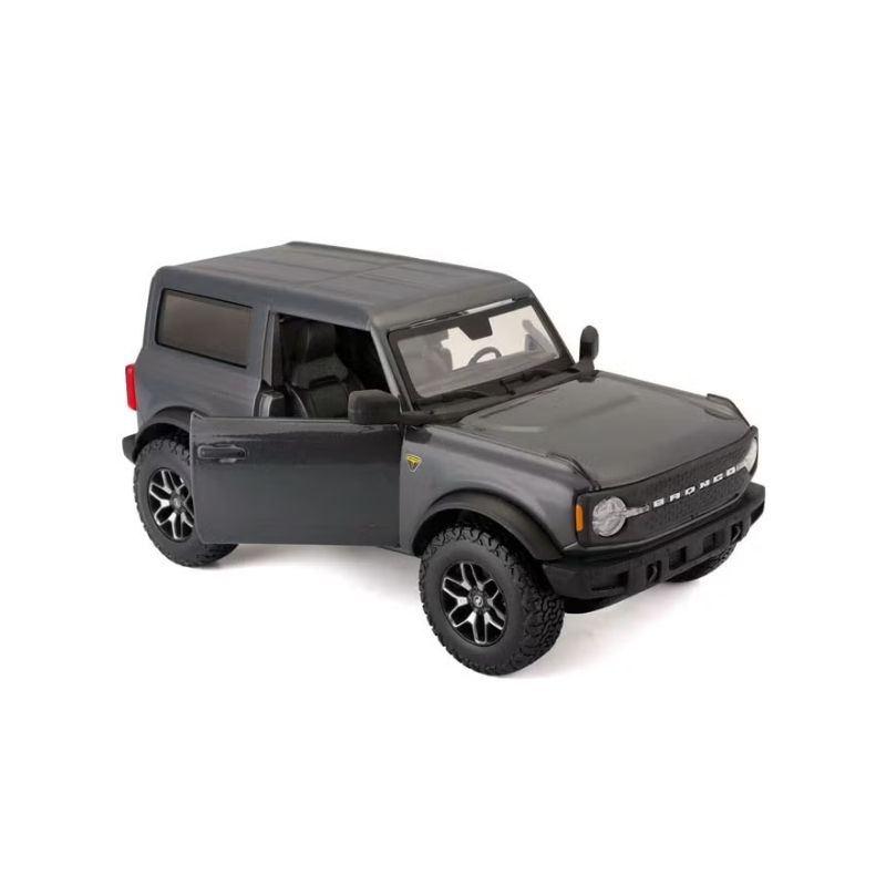 Maisto 1_24 2021 Ford Bronco Badlands Gray – 31530GY-1 Diecast model of a 2021 Ford Bronco Badlands in gray, showcasing detailed design and realistic features