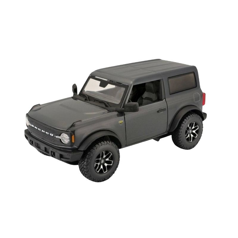 Maisto 1_24 2021 Ford Bronco Badlands Gray - 31530GY Diecast model of a 2021 Ford Bronco Badlands in gray, showcasing detailed design and realistic features