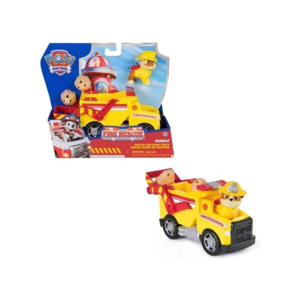 Large Paw Patrol fire rescue vehicle assortment, featuring colorful designs and characters for imaginative play