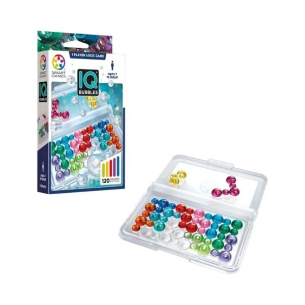 Colorful game pieces in a bubble format, designed for strategic thinking and problem-solving in Smart Games IQ Bubbles