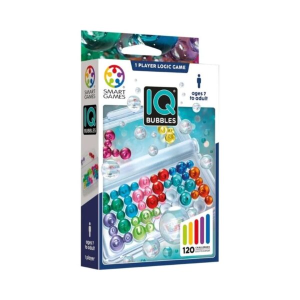 Colorful game pieces in a bubble format, designed for strategic thinking and problem-solving in Smart Games IQ Bubbles