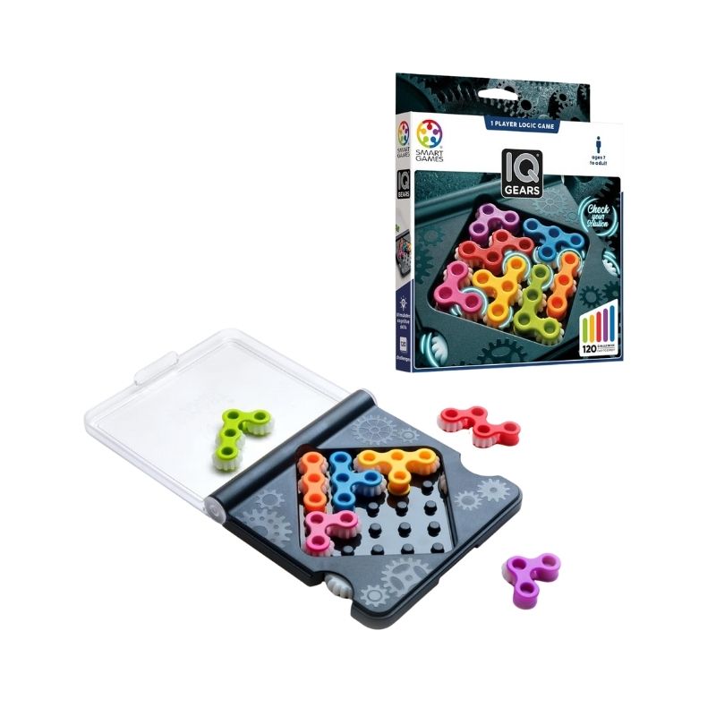 Smart Games IQ Gears Fun IQ Brain Teaser – SG307-1 Colorful gears in various sizes interlock to form a brain teaser game designed to enhance problem-solving skills