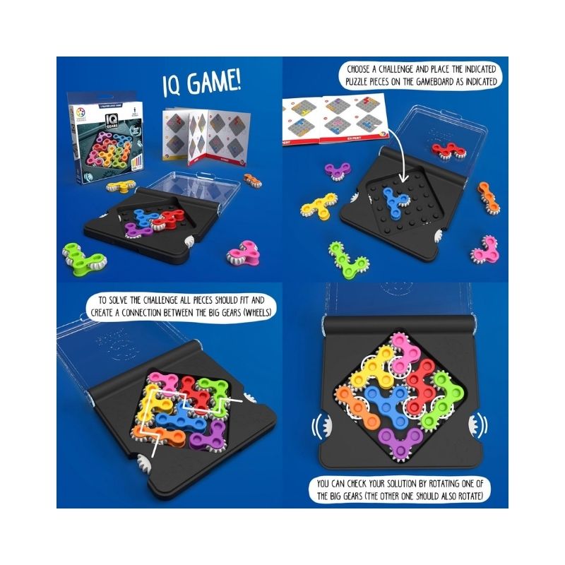 Smart Games IQ Gears Fun IQ Brain Teaser – SG307-5 Colorful gears in various sizes interlock to form a brain teaser game designed to enhance problem-solving skills