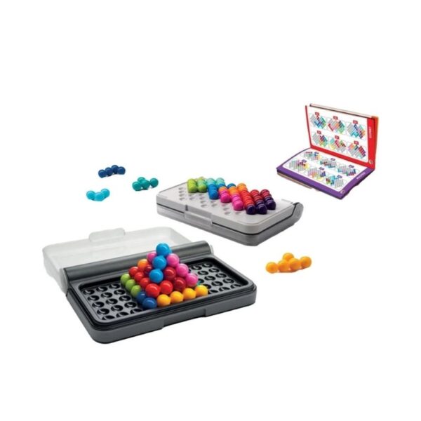 Smart Games IQ Puzzler Pro, a colorful brain teaser with various puzzle pieces for enhancing logical thinking skills