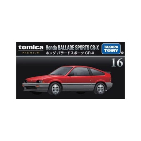 Takara Tomy Tomica Ballade Sports CR-X toy car in vibrant colors, showcasing detailed design and realistic features