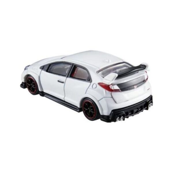 Takara Tomy Tomica model of a Honda Civic Type R (FK2) in red, showcasing detailed design and realistic features