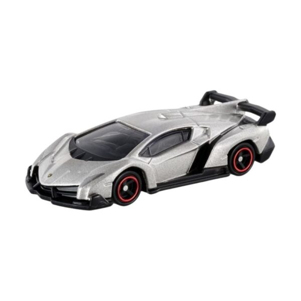 Takara Tomy Tomica Lamborghini Veneno toy car, featuring sleek design and vibrant colors, showcasing a miniature sports car mode