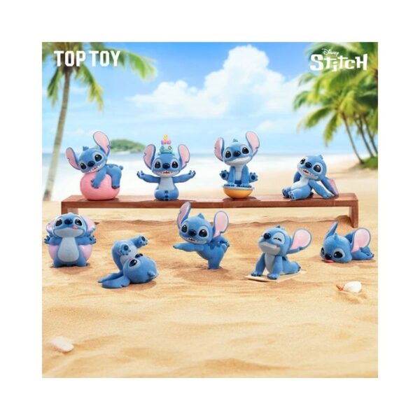 Colorful blind box featuring Disney Stitch yoga figures from the Vibrant Yoga Series, showcasing various poses and expressions