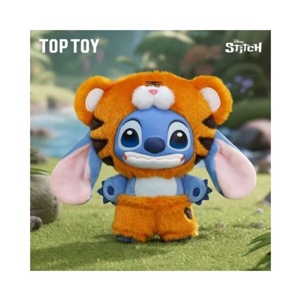 Vinyl plush toy of Disney's Stitch from the Wild Animal Series, presented in a blind box packaging