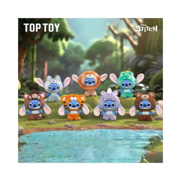 Vinyl plush toy of Disney's Stitch from the Wild Animal Series, presented in a blind box packaging