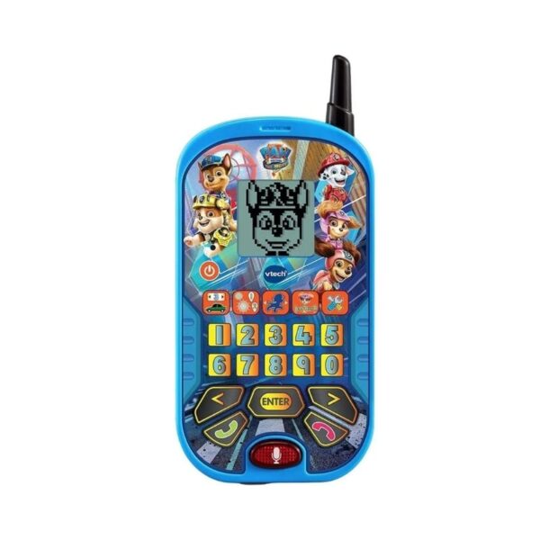 Vtech Paw Patrol Learning Phone featuring colorful buttons and character images, designed for interactive learning fun