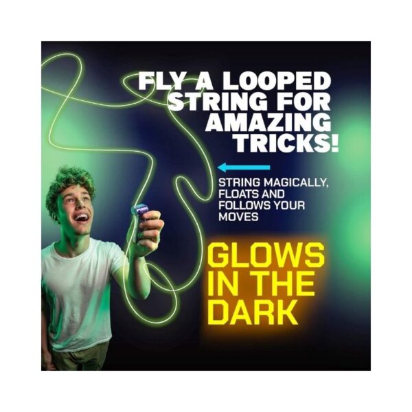 Zipstring glows in the dark, showcasing a vibrant luminescent design ideal for nighttime visibility and fun