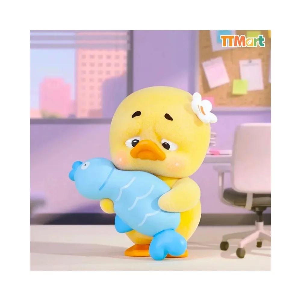 A box featuring an upset duck character, labeled "Stop The Spiral," designed for a blind box collectible series